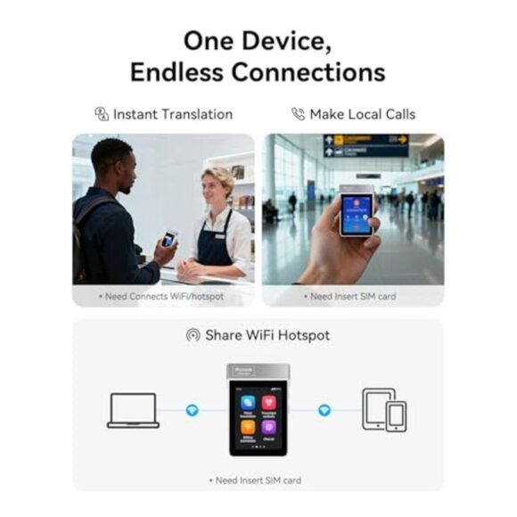 Wooask A9 Translation Earbuds Real Time Support 4G Calls & Hotspot Sharing, AI T - Picture 5 of 7